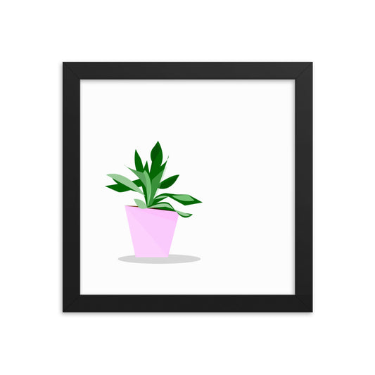 Snake Plant in Pink Pot Illustration - Framed poster 10x10"