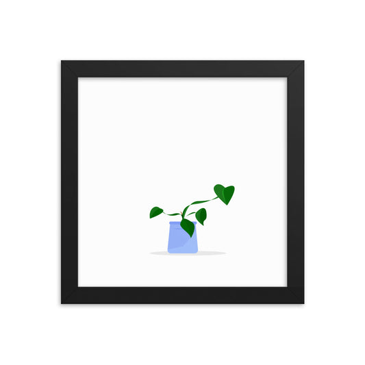 Devil's Ivy in Pale Blue Pot Illustration - Framed poster 10x10"