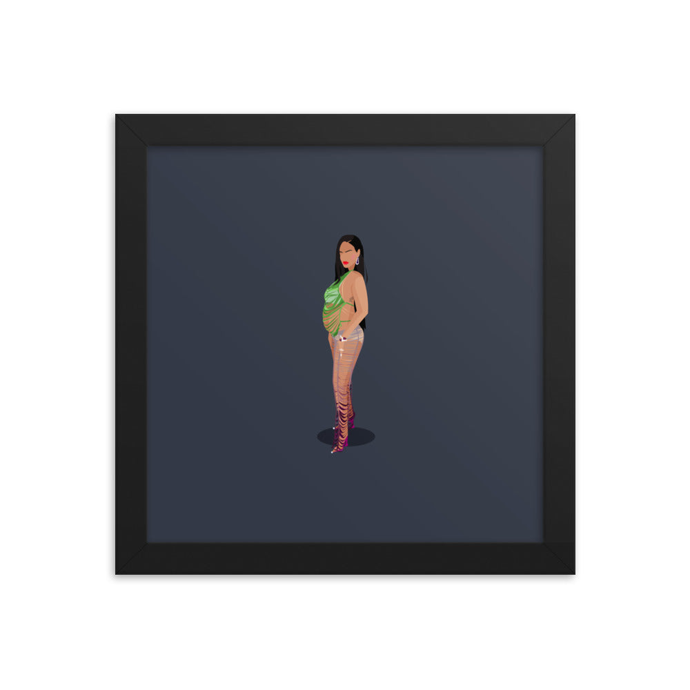 Rihanna and Baby Bump Illustration 2 - Framed poster 10x10"