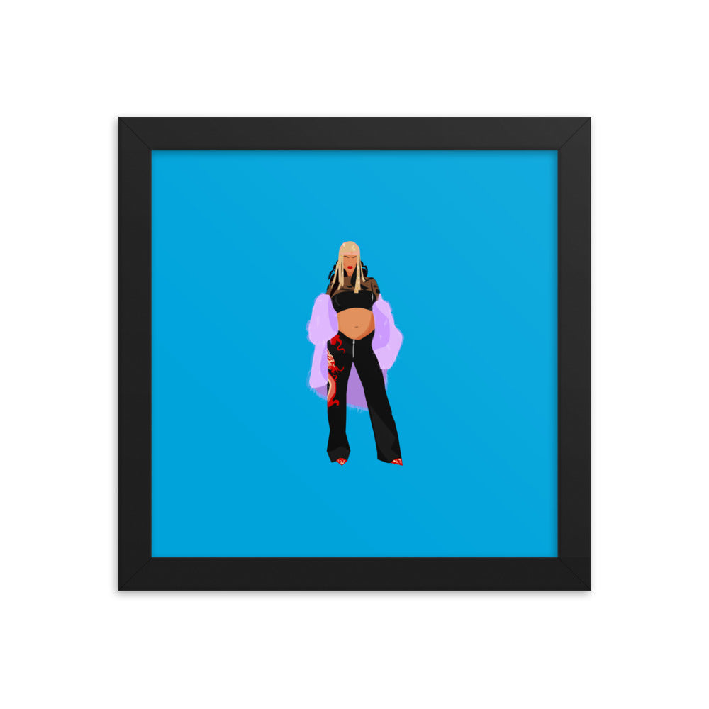 Rihanna and Baby Bump Illustration 5 - Framed poster 10x10"