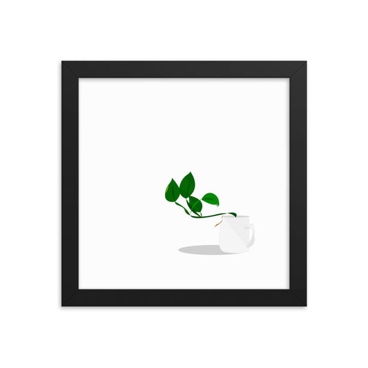 Devil's Ivy in Coffee Mug Illustration - Framed poster 10x10"